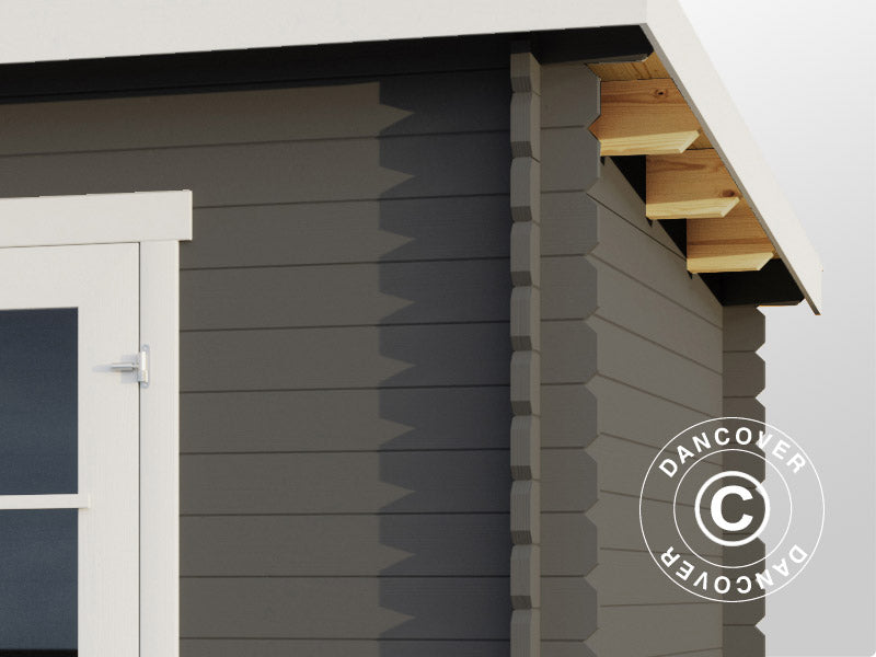 Wooden Shed, cabin Riga 4.25x2.8x2.22 m, 34 mm, 11.3 m², Dark Grey