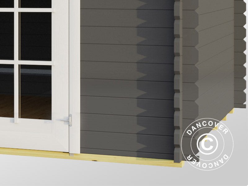 Wooden Shed, cabin Riga 4.25x2.8x2.22 m, 34 mm, 11.3 m², Dark Grey