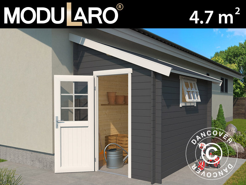 Wooden Lean-to Shed Vanda 1.8x2.75x2.68 m, 28 mm, 4.7 m², Dark Grey