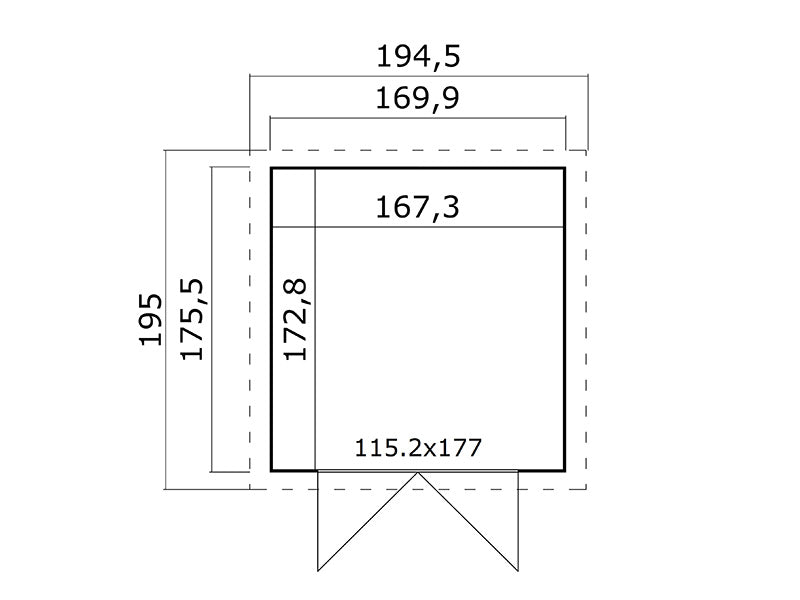 Wooden Shed Heinola 1.7x1.76x2.13 m, 13 mm, 2.99 m², Natural