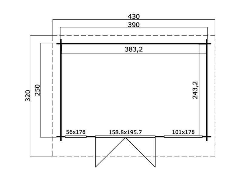 Wooden Cabin Lugano 2.5x3.9x2.34 m, 34 mm, Light Grey