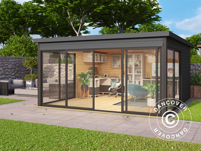 Wooden Cabin Genova, 4.18x4.18x2.39 m, 44 mm, Dark Grey