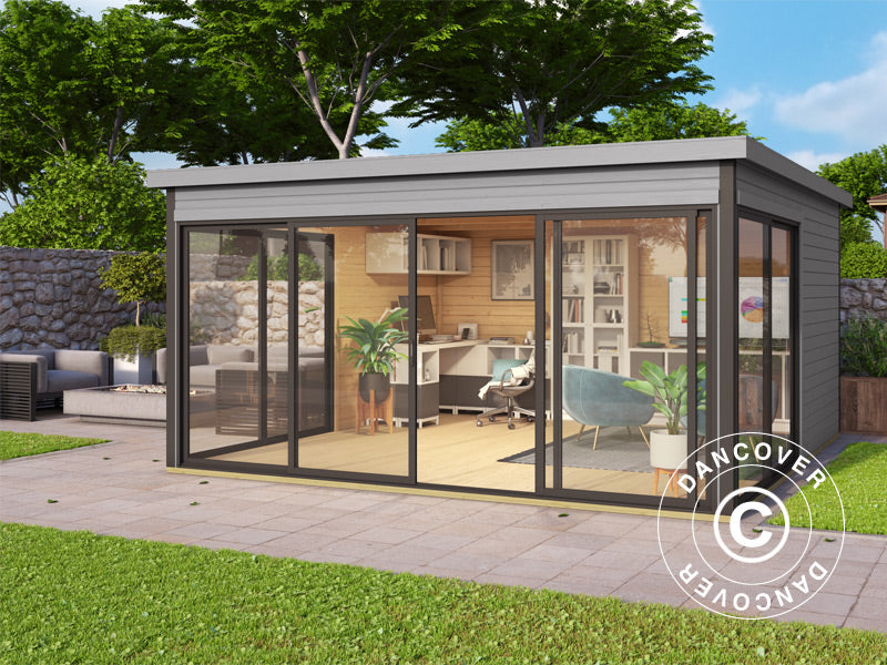 Wooden Cabin Genova, 4.18x4.18x2.39 m, 44 mm, Light Grey