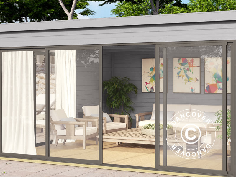 Wooden Cabin Genova, 4.18x4.18x2.39 m, 44 mm, Light Grey