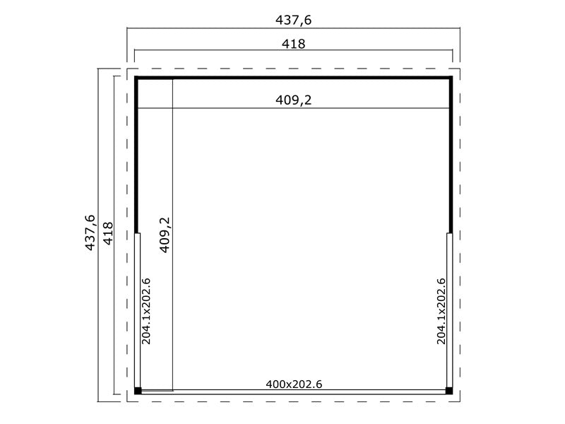 Wooden Cabin Genova, 4.18x4.18x2.39 m, 44 mm, Light Grey