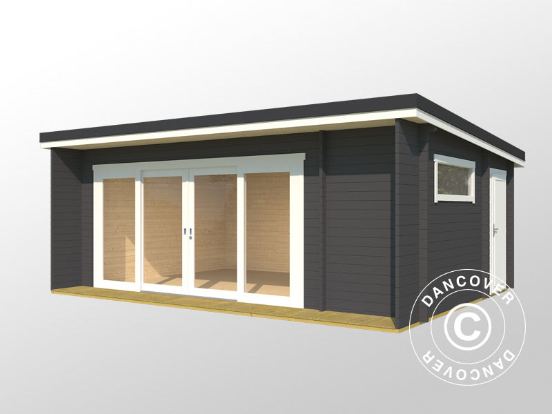 Wooden Cabin Milano, 6.08x3.9x2.45 m, 44 mm, Dark Grey