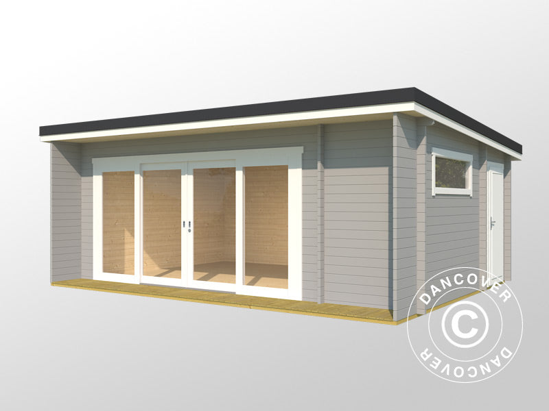 Wooden Cabin Milano, 6.08x3.9x2.45 m, 44 mm, Light Grey