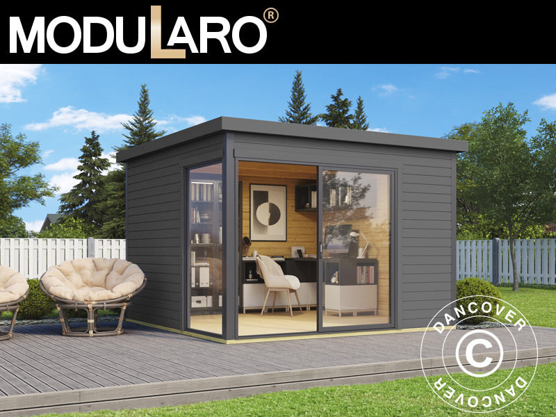 Wooden Cabin Set Geneva, 3x3x2.39 m, 44 mm Dark Grey