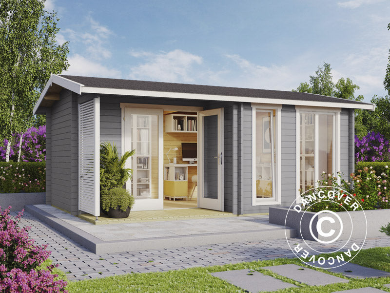 Wooden Cabin Talsi 5.2x3.7x2.51 m, 44 mm, Light Grey