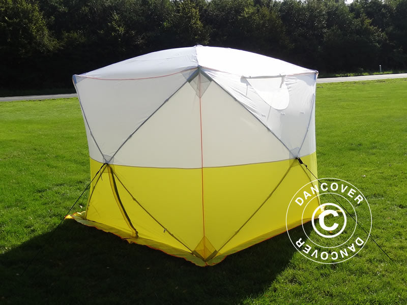 Work tent, FleXshelter PRO+, 2.5x2.5x2 m, PVC, Flame-retardant, Yellow/White