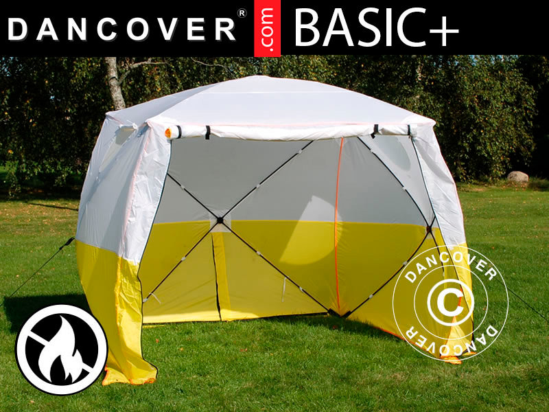 Work tent, FleXshelter Basic+, 2.5x2.5x2 m, Flame-retardant, Yellow/White