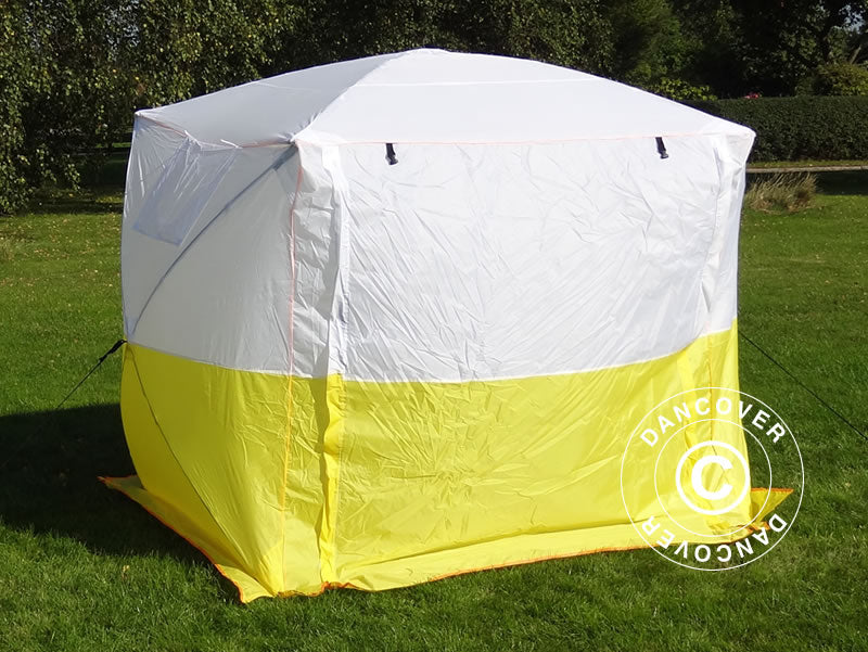 Work tent, FleXshelter Basic, 1.8x1.8x2 m, Flame-retardant, Yellow/White