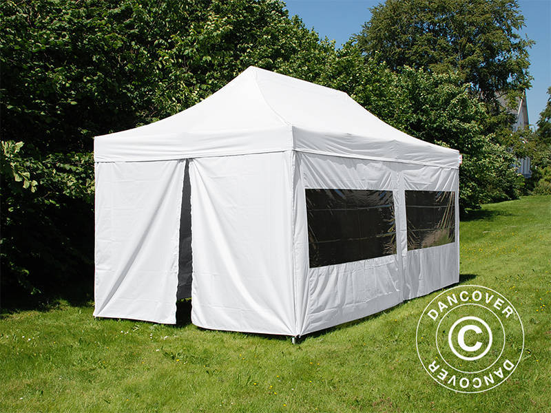 Pop up gazebo FleXtents PRO Steel 3x6 m White, incl. 6 sidewalls