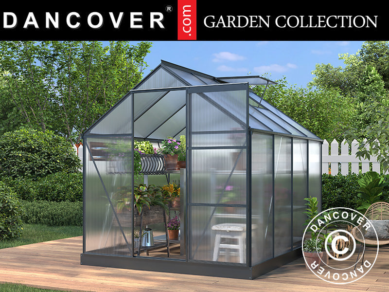 Greenhouse Polycarbonate 4.75 m², 1.9x2,5x2.05 m w/base, Black
