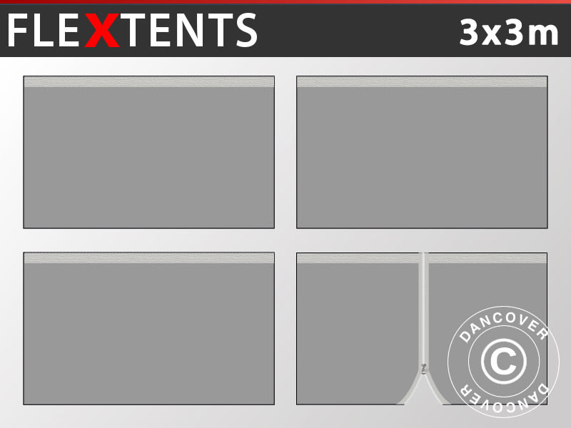 Sidewall kit for Pop up gazebo FleXtents 3x3 m, Grey