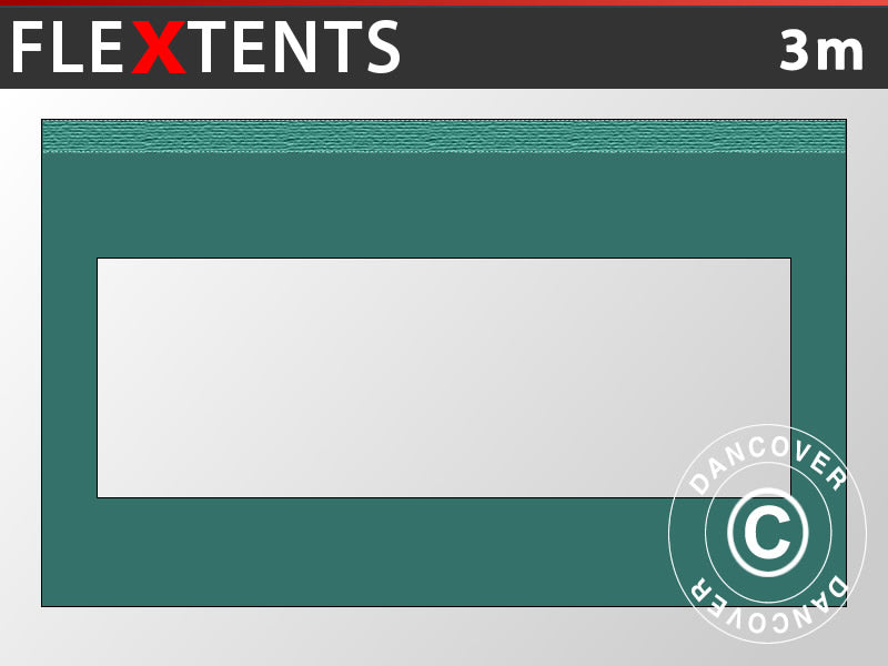Sidewall w/panorama window for FleXtents, 3 m, Green