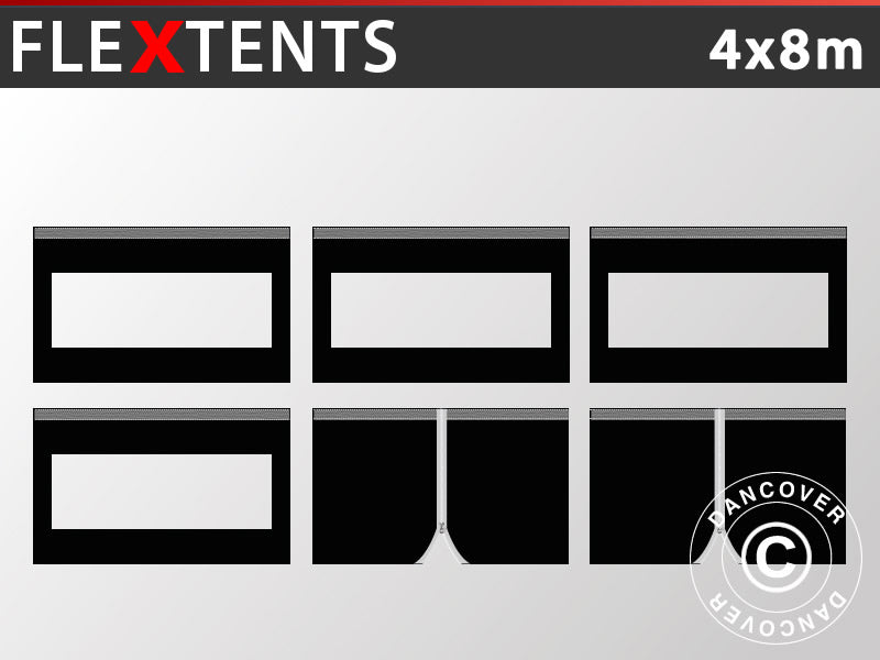 Sidewall kit for Pop up gazebo FleXtents 4x8 m, Black
