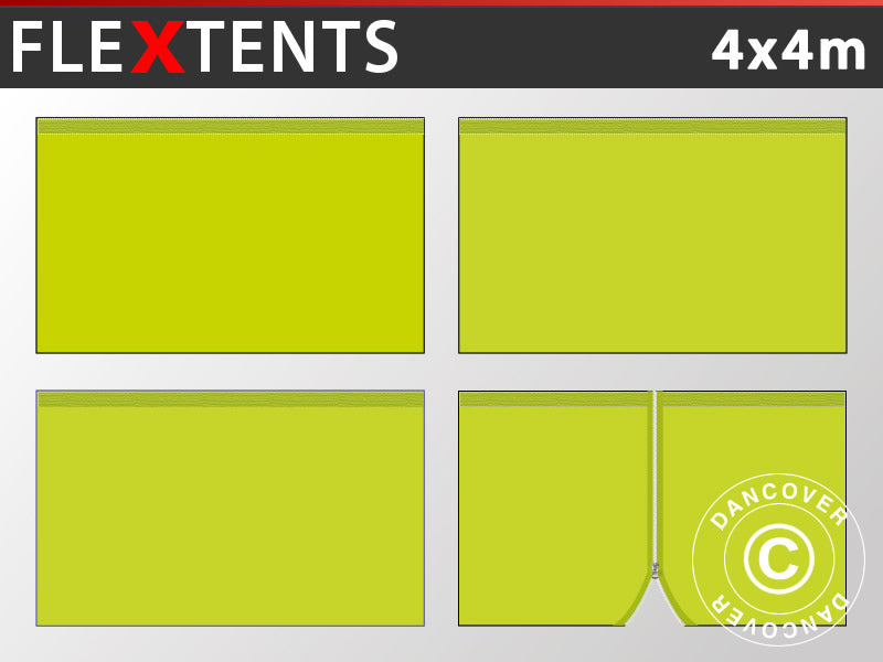 Sidewall kit for Pop up gazebo FleXtents 4x4 m, Neon yellow/green