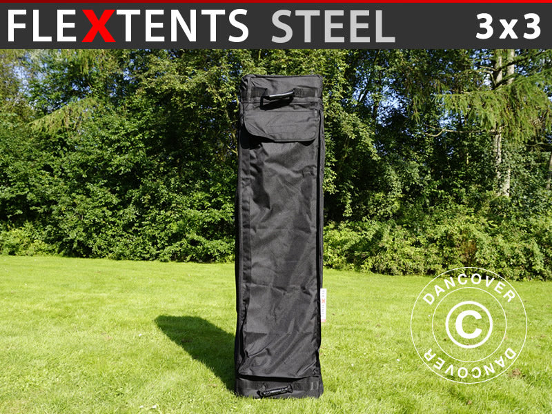 Carry bag w/ wheels, FleXtents® Steel 3x3m, Black