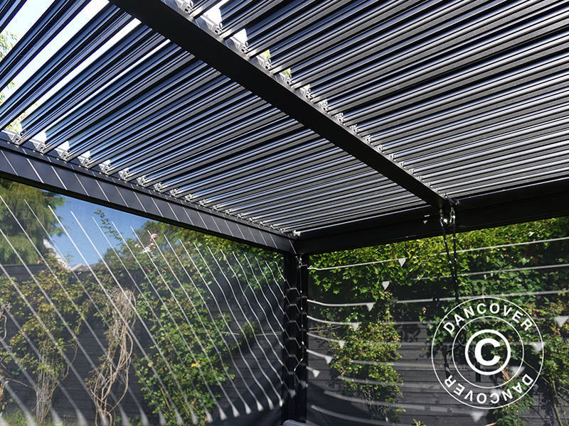 Sidewall screen f/bioclimatic pergola gazebo San Pablo, 4 m, Black