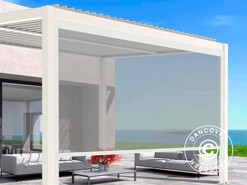 Electric sidewall screen for pergola gazebo San Pablo, 3 m, White/Light Grey