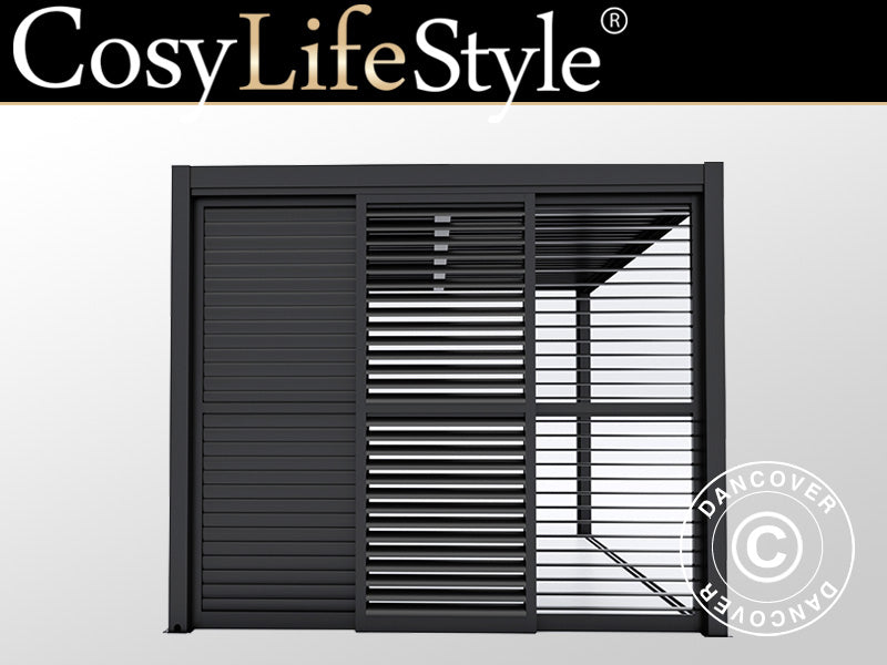 Sliding LouverWall Set 3m f/Pergola SanPablo Black