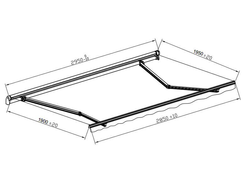 Awning w/Crank handle, 2.95x2 m, Grey/Grey Frame
