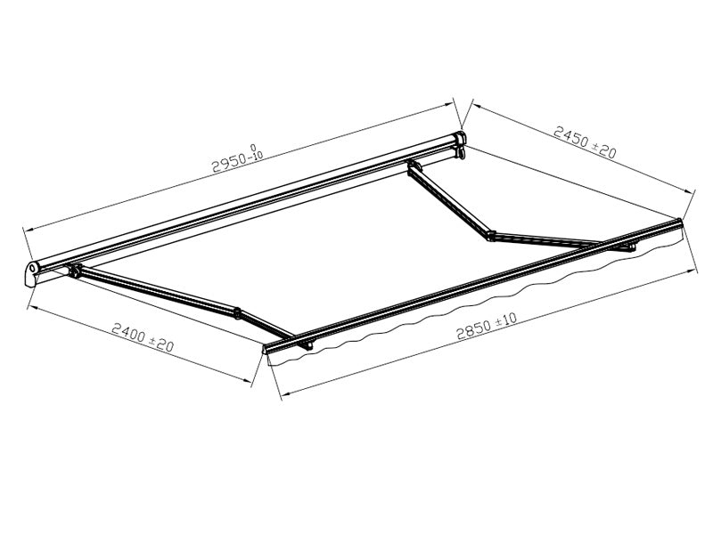 Awning w/Crank handle, 2.95x2.5 m, Black/Black Frame