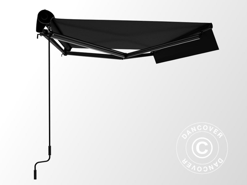 Awning w/Crank handle, 3.95x2.5 m, Black/Black Frame