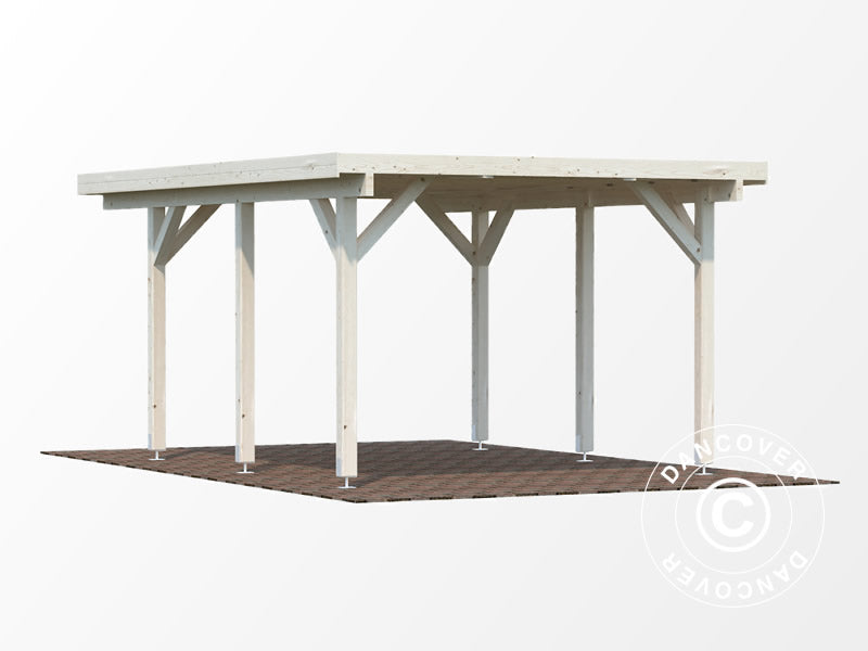 Wooden carport, 3.6x5.12x2.32 m, 11.7 m², Natural