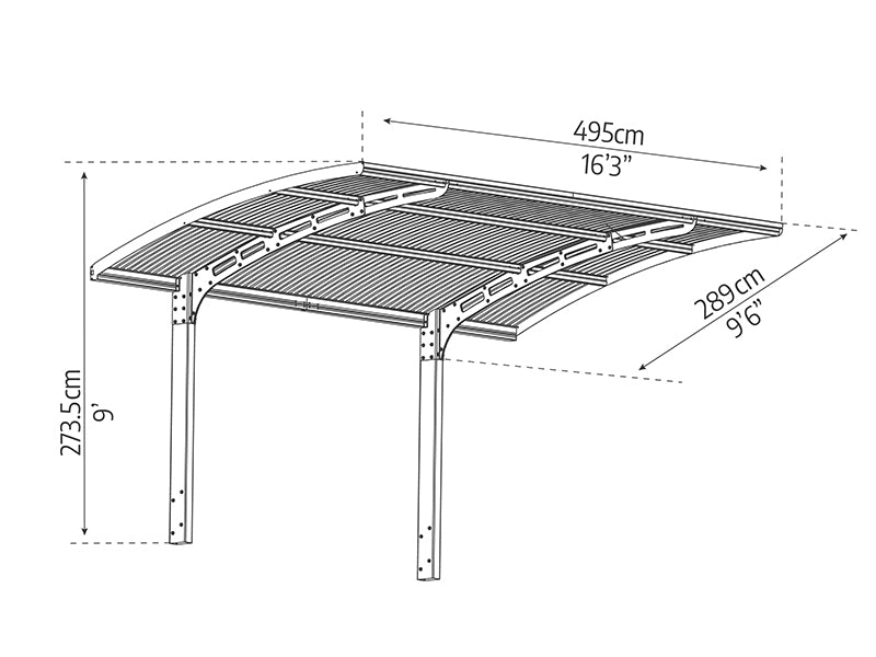 Carport Arizona, 2.89x4.95 m, Palram/Canopia, Grey