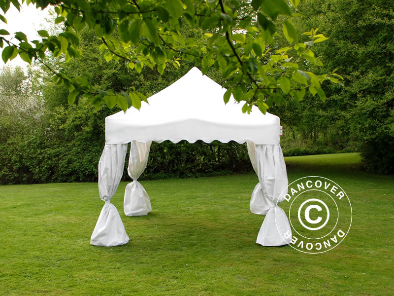 Pop up gazebo FleXtents PRO "Wave" 3x3 m White, incl. 4 decorative curtains