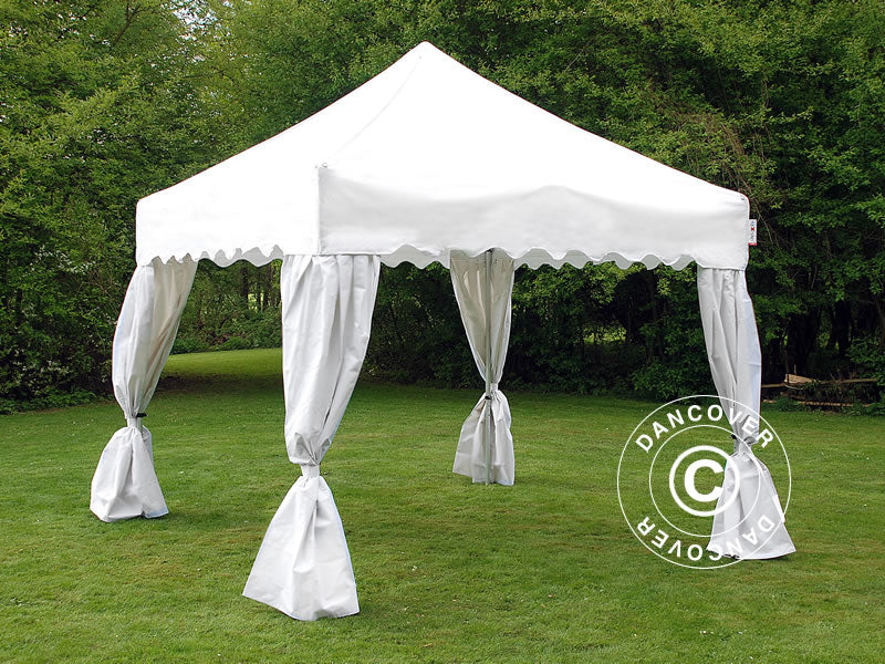 Pop up gazebo FleXtents Xtreme 50 "Wave" 3x3 m White, incl.  4 decorative curtains