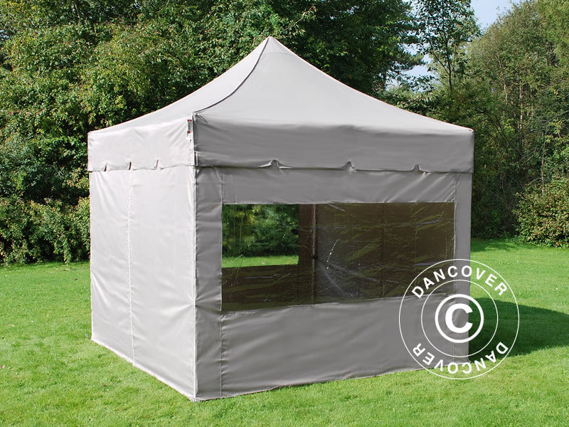 Pop up gazebo FleXtents PRO "Peaked" 3x3 m Latte, incl. 4 sidewalls