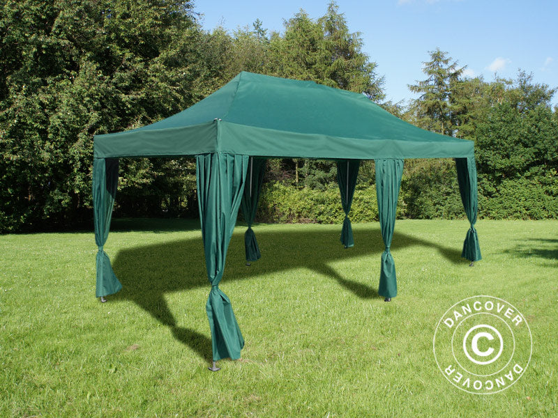 Pop up gazebo FleXtents PRO 3x6 m Green, incl. 6 decorative curtains