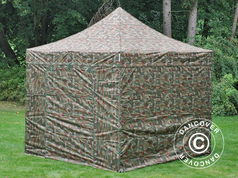 Pop up gazebo FleXtents PRO 3x3 m Camouflage/Military, incl. 4 sidewalls