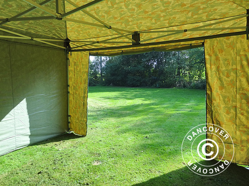 Pop up gazebo FleXtents PRO 4x4 m Camouflage/Military, incl. 4 sidewalls