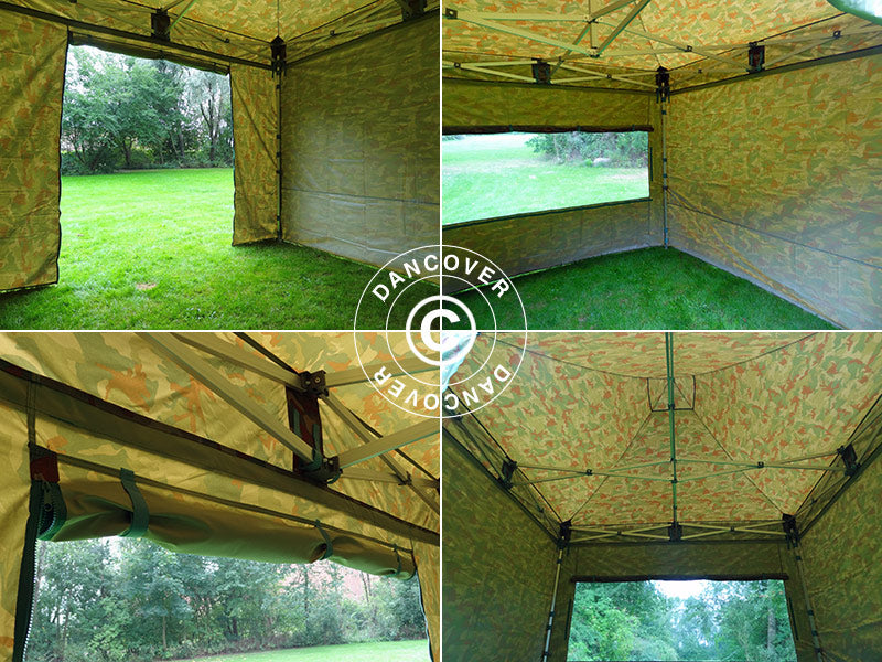 Pop up gazebo FleXtents PRO 4x4 m Camouflage/Military, incl. 4 sidewalls