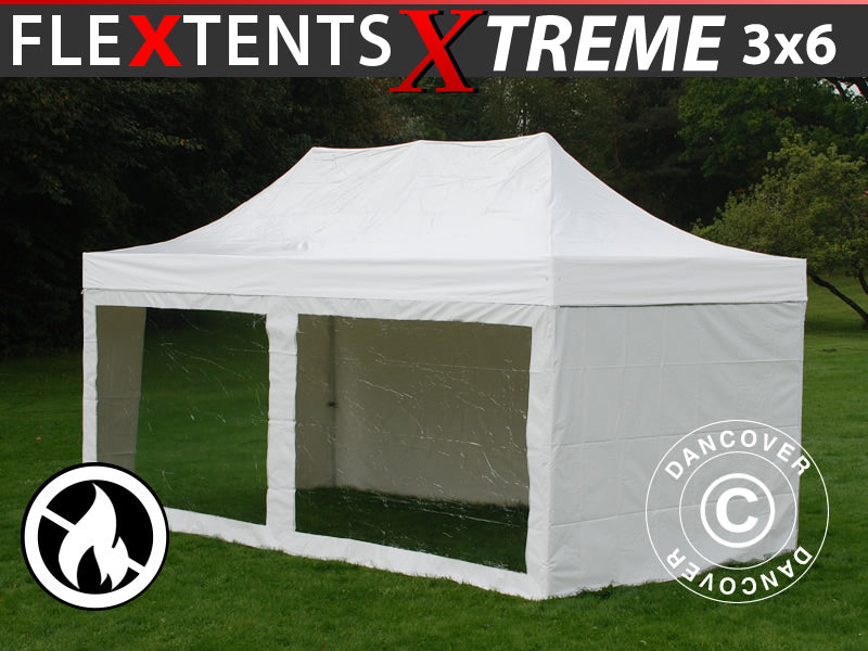 Pop up Gazebo FleXtents Xtreme 50 Heavy Duty 3x6 m White, incl. 6 sidewalls