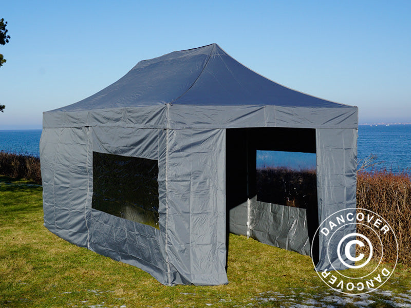 Pop up gazebo FleXtents PRO 3x6 m Grey, incl. 6 sidewalls