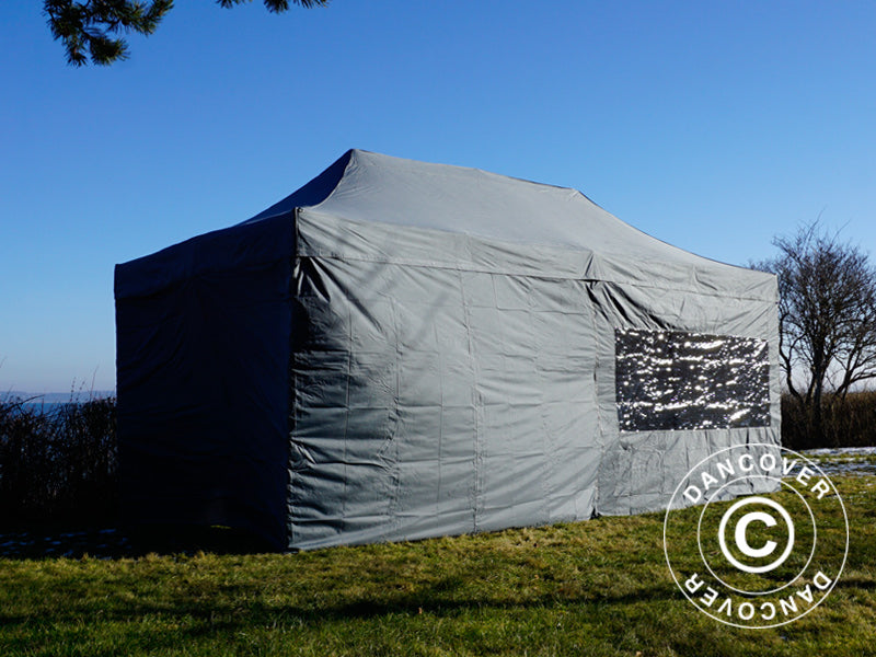 Pop up gazebo FleXtents PRO 3x6 m Grey, incl. 6 sidewalls