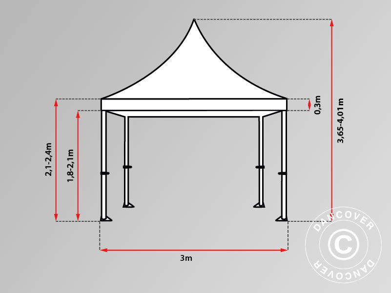 Pop up gazebo FleXtents PRO Peak Pagoda 3x6 m White
