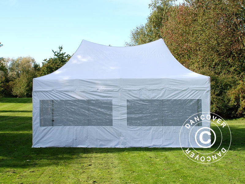 Pop up gazebo FleXtents PRO Peak Pagoda 3x6 m White, Incl. 6 sidewalls