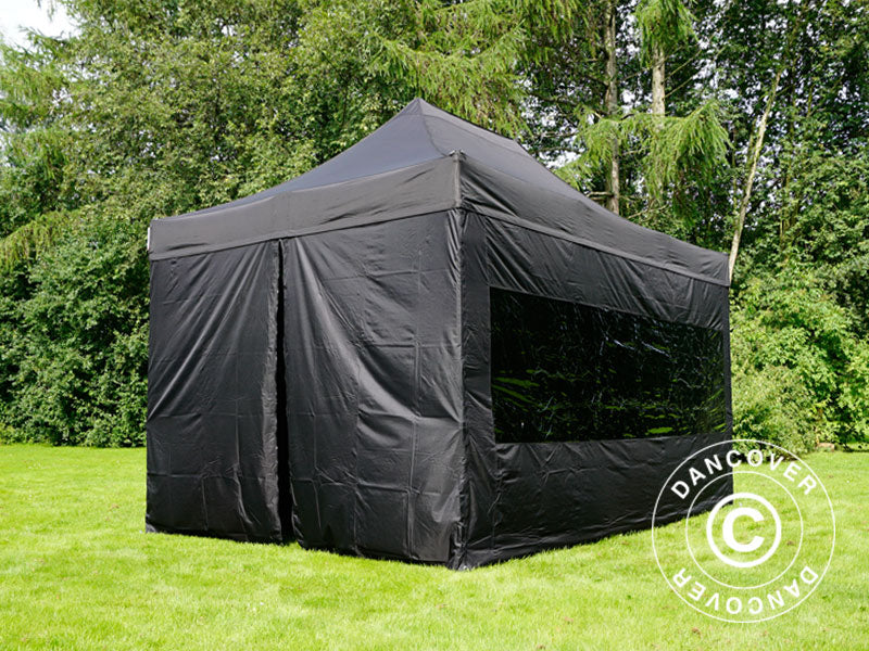 Pop up gazebo FleXtents PRO 3x4.5 m Black, incl. 4 sidewalls