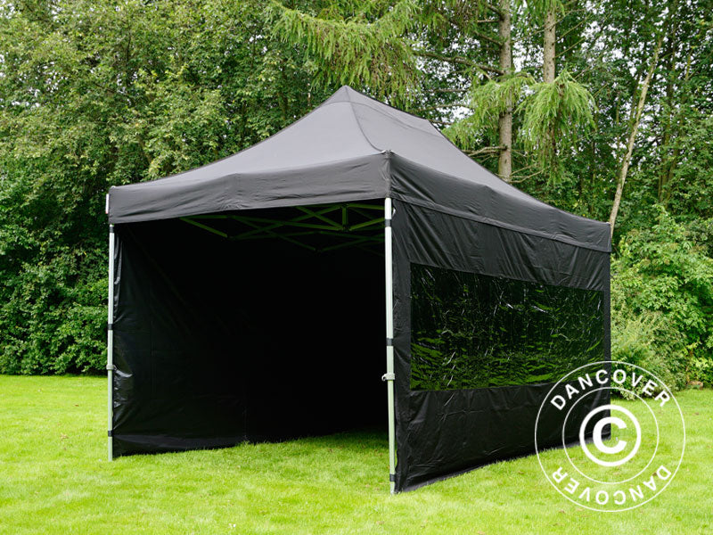 Pop up gazebo FleXtents PRO 3x4.5 m Black, incl. 4 sidewalls