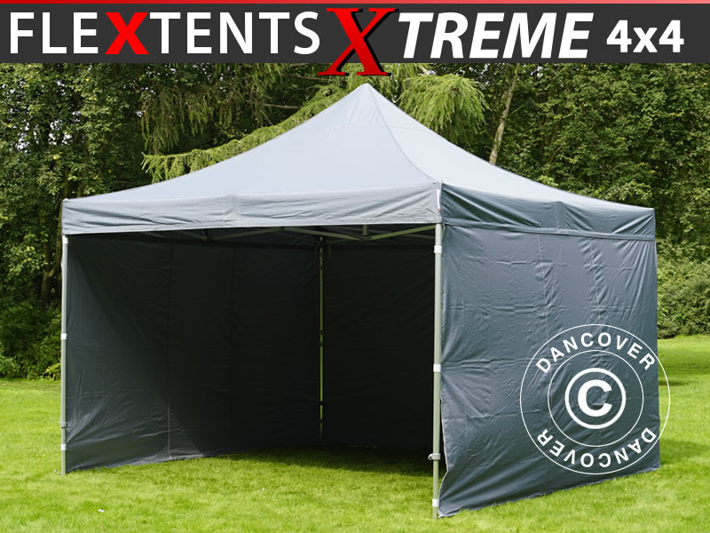Pop up gazebo FleXtents Xtreme 50 4x4 m Grey, incl. 4 sidewalls