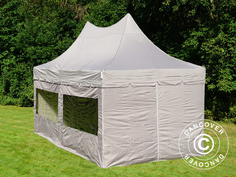 Pop up gazebo FleXtents PRO Peak Pagoda 3x6 m Latte, incl. 6 sidewalls