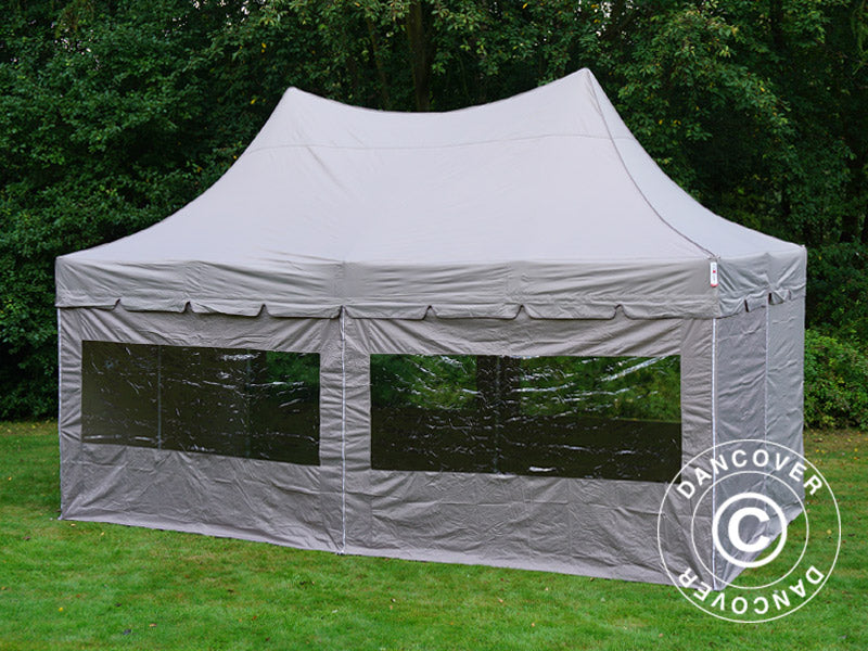 Pop up gazebo FleXtents PRO Peak Pagoda 3x6 m Latte, incl. 6 sidewalls
