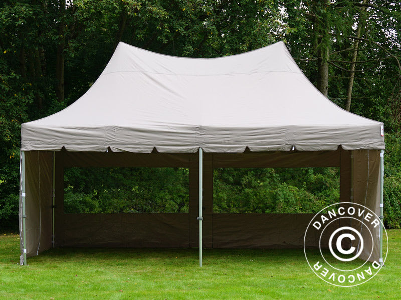 Pop up gazebo FleXtents PRO Peak Pagoda 3x6 m Latte, incl. 6 sidewalls