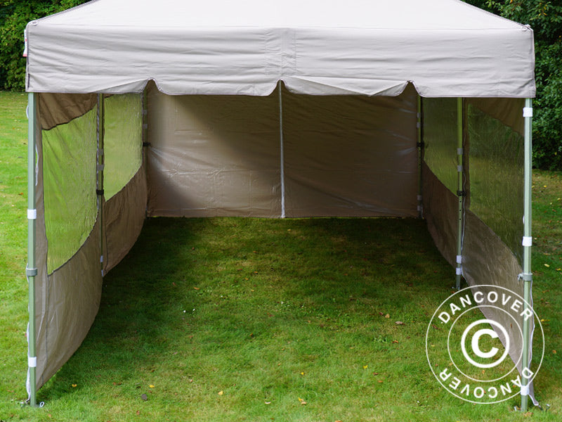 Pop up gazebo FleXtents PRO Peak Pagoda 3x6 m Latte, incl. 6 sidewalls